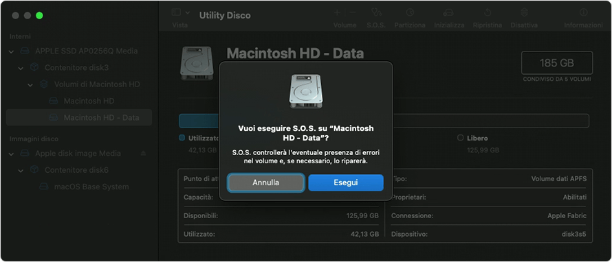 Disk Utility: Vuoi eseguire S.O.S.?