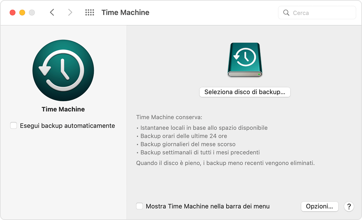 Eseguire il backup del Mac con Time Machine - Supporto Apple (IT)