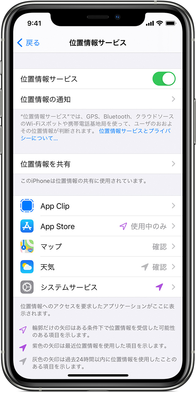 Iphone Ios Androidで位置情報の利用を有効にするには Work In Time ヘルプ