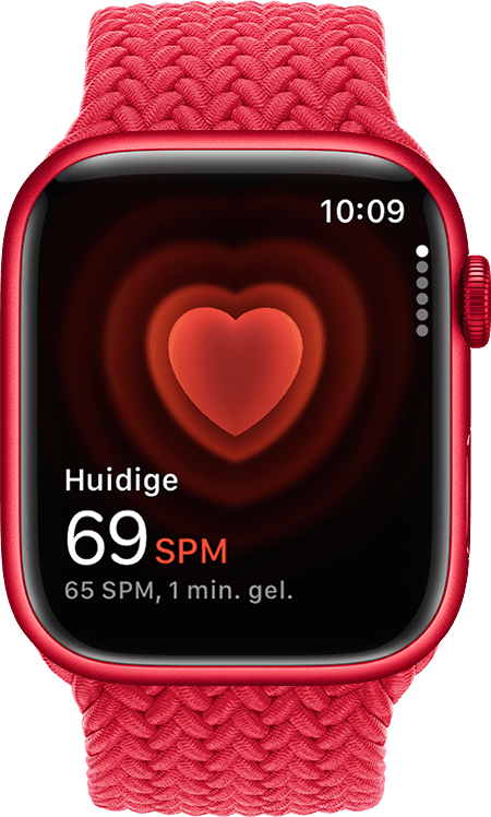 Hartslag-app met huidige hartslag van 54 spm