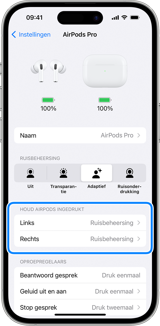 AirPods-instellingen op een iPhone