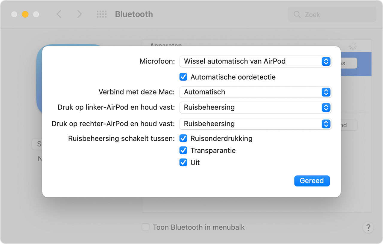 Bluetooth-instellingen op een Mac
