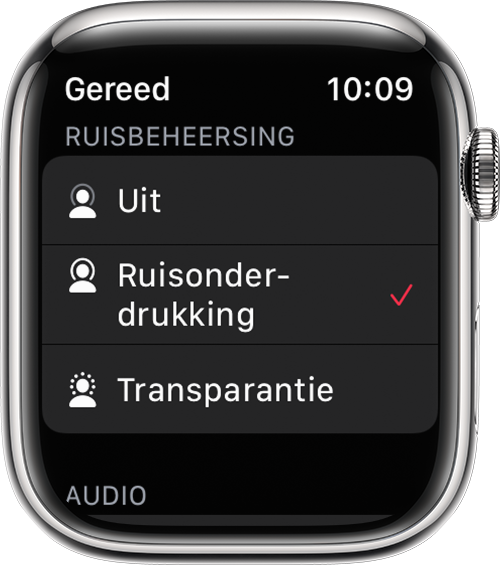 Ruisonderdrukking en transparantiemodi op Apple Watch