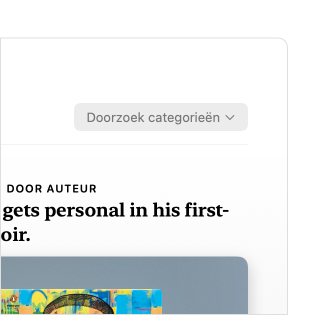 De knop 'Doorzoek categorieën' bovenaan de pagina in de Boeken-app op een Mac