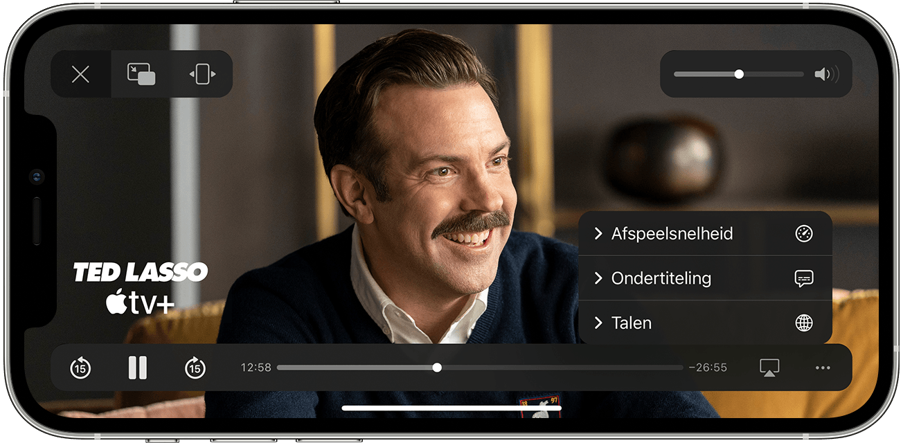 Opties 'Ondertiteling' of 'Talen' in de Apple TV-app op een iPhone, iPad of iPod touch