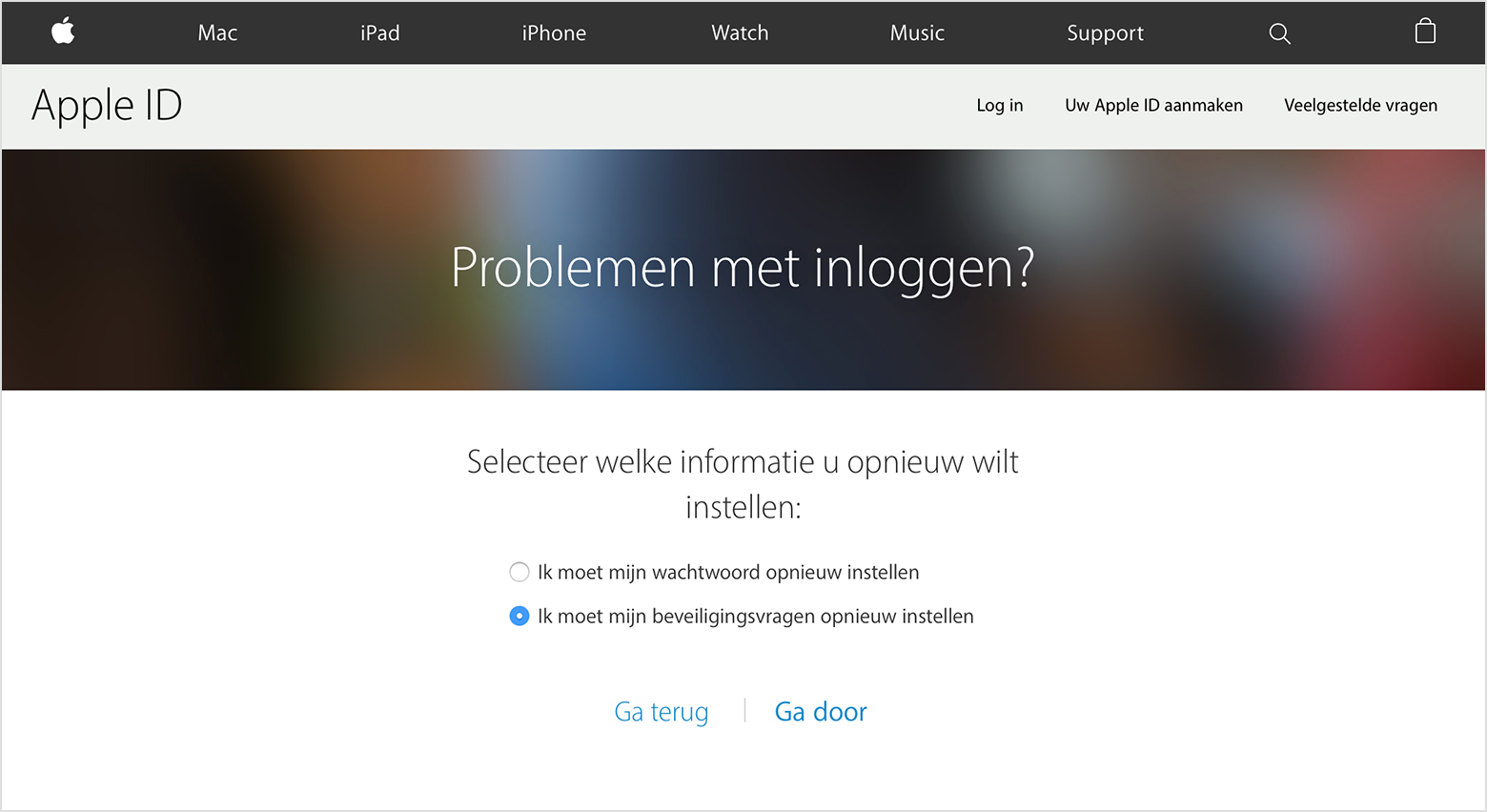 Scherm voor problemen met inloggen