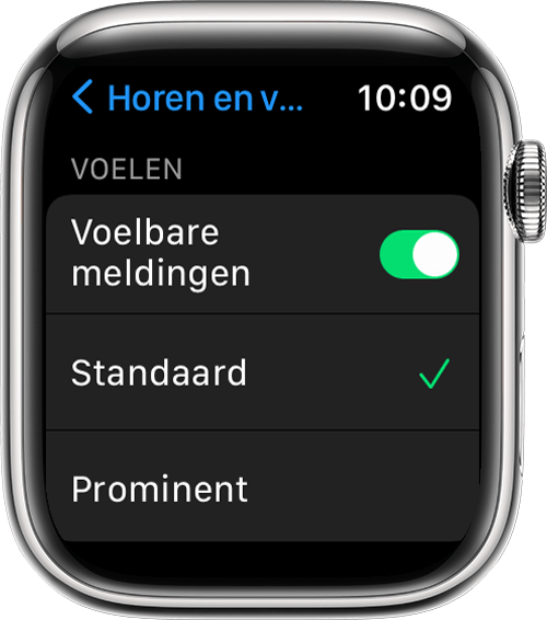 Apple Watch met scherm 'Horen en voelen' in Instellingen