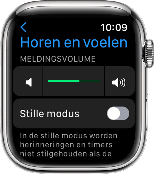 Apple Watch met scherm 'Horen en voelen' in Instellingen