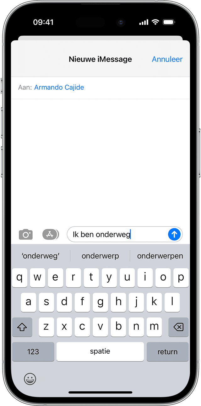 iPhone-scherm met tekstsuggesties