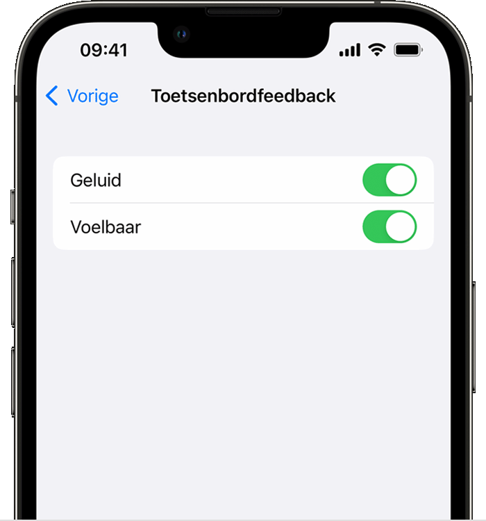 Demonstreer Geelachtig Verdienen Geluiden of voelbare signalen van het iPhone-toetsenbord wijzigen - Apple  Support (NL)