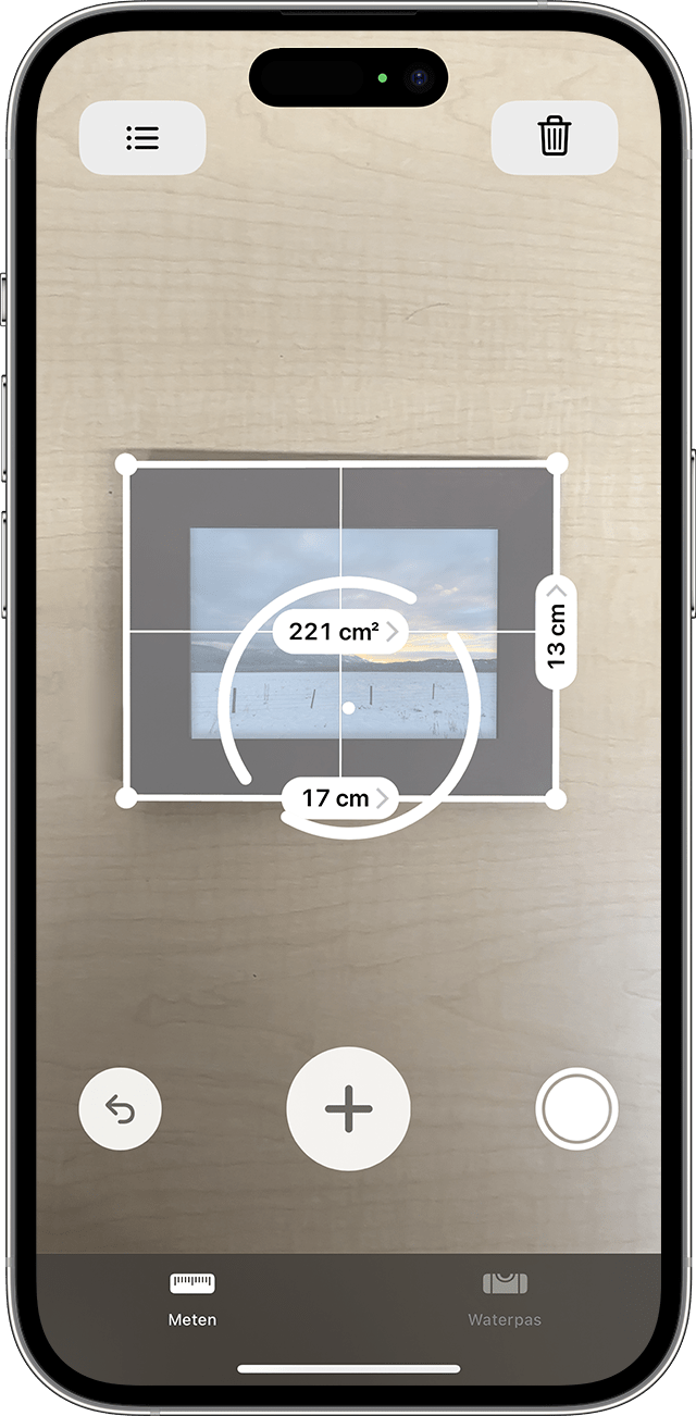De app Meten gebruiken om de afmetingen van een rechthoek vast te stellen