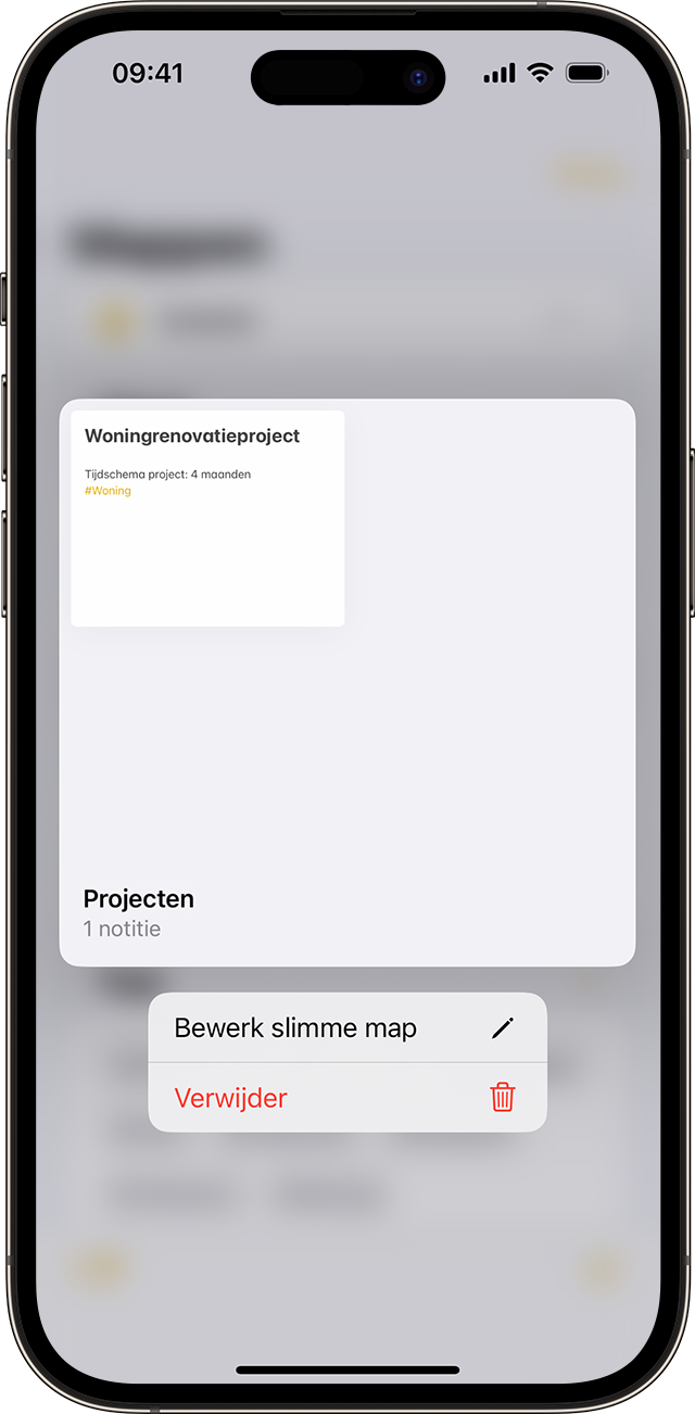 In iOS 16 kun je de naam van de slimme map bewerken in Notities.