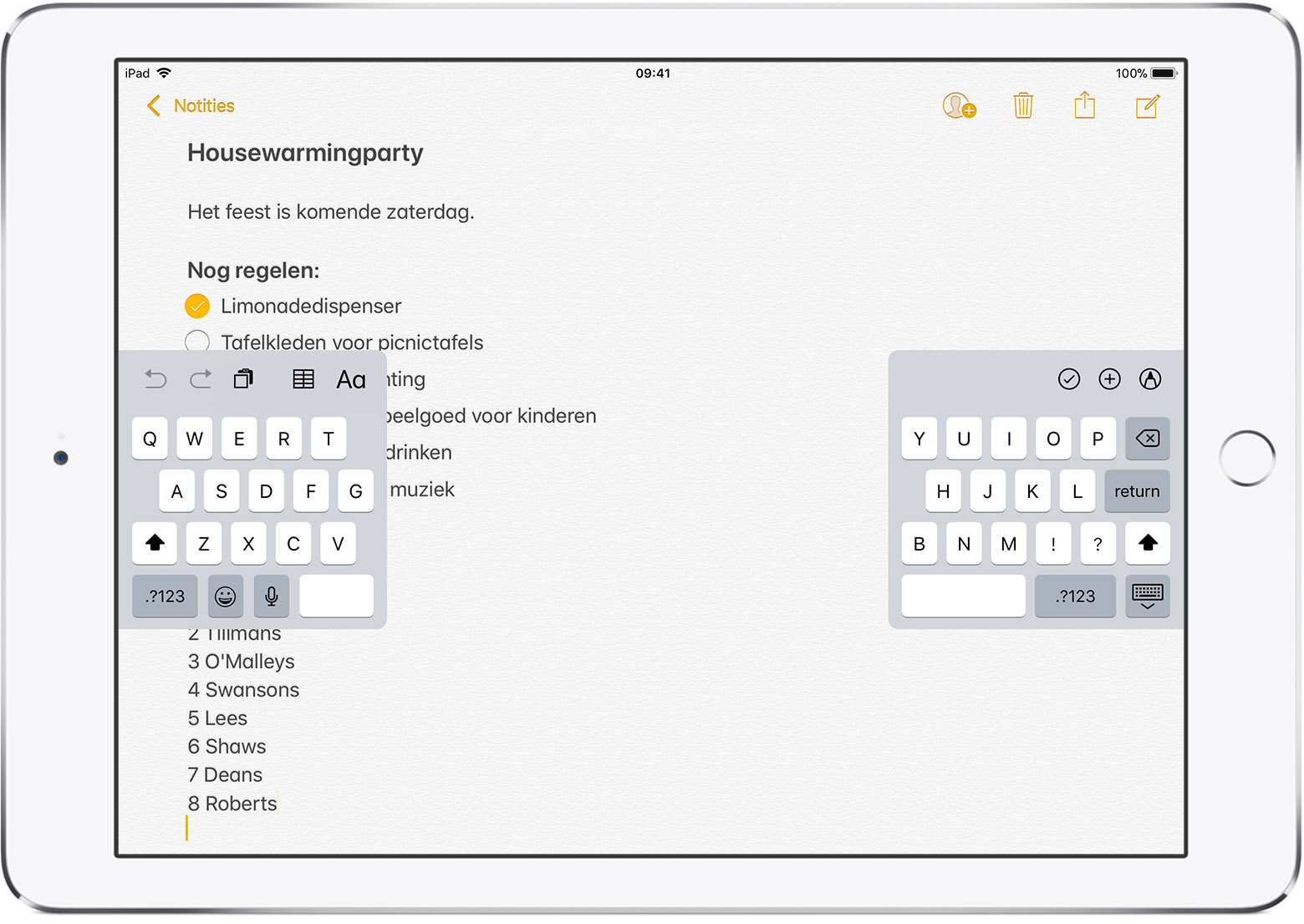 Het toetsenbord van een iPad splitsen en verplaatsen Apple Support Het toetsenbord van een iPad splitsen en verplaatsen Apple Support
