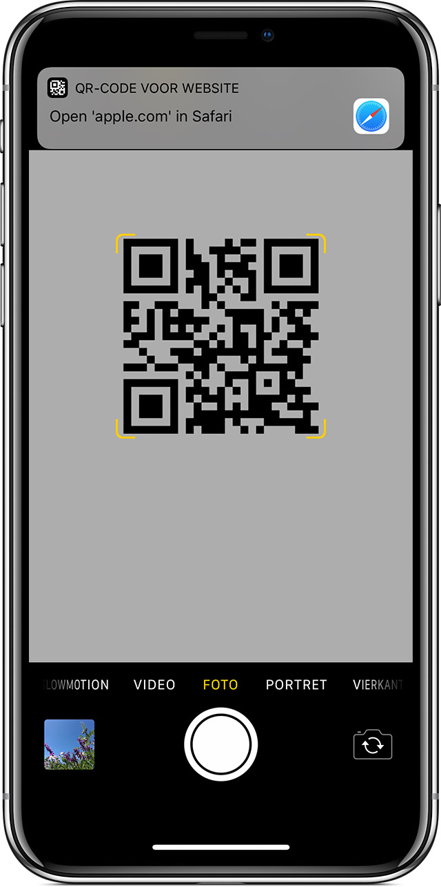 Een QR-code scannen met uw iPhone, iPad 