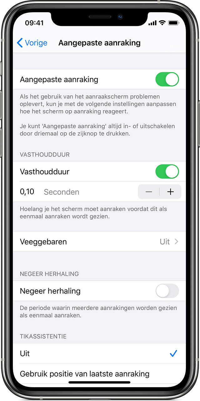 Aangepaste aanraking' gebruiken met een iPhone, iPad, iPod touch of Apple  Watch - Apple Support (NL)