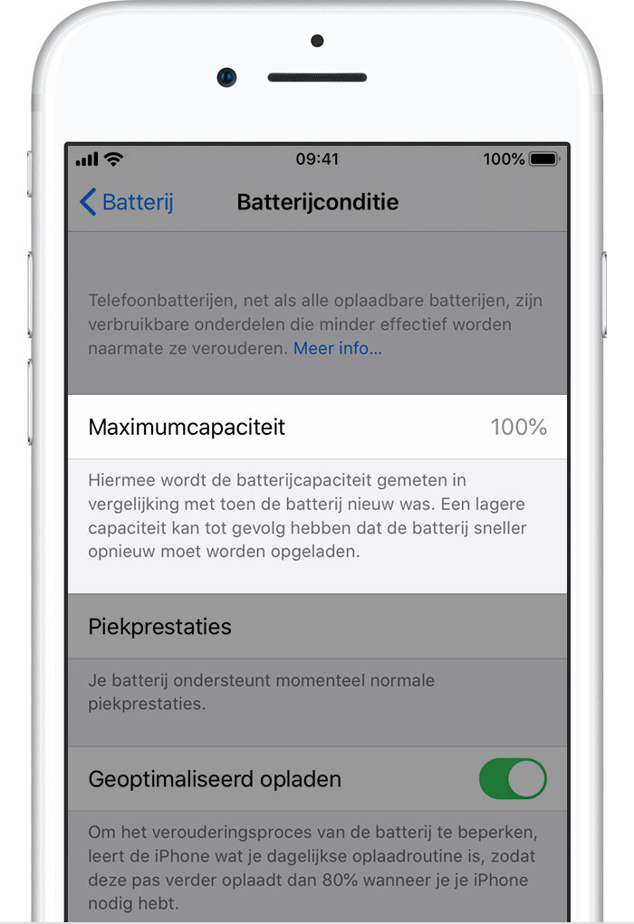 Gezicht omhoog Identiteit Veeg De batterij en de prestaties van de iPhone - Apple Support (NL)