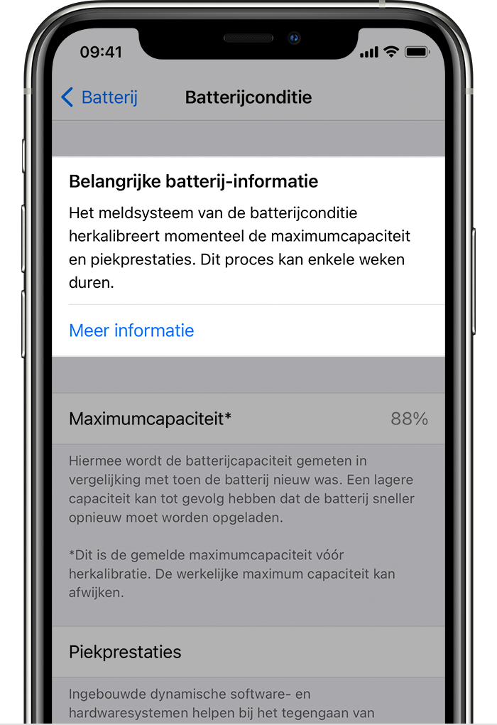 Lauw beproeving Tegenhanger Over herkalibratie van de meldingen over de batterijconditie in iOS 14.5 -  Apple Support (BE)