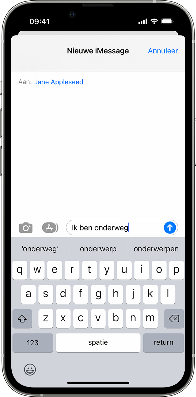 iPhone-scherm met tekstsuggesties