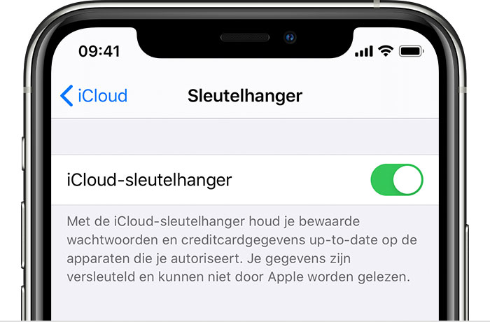 Onbekwaamheid restaurant blad iCloud-sleutelhanger configureren - Apple Support (NL)
