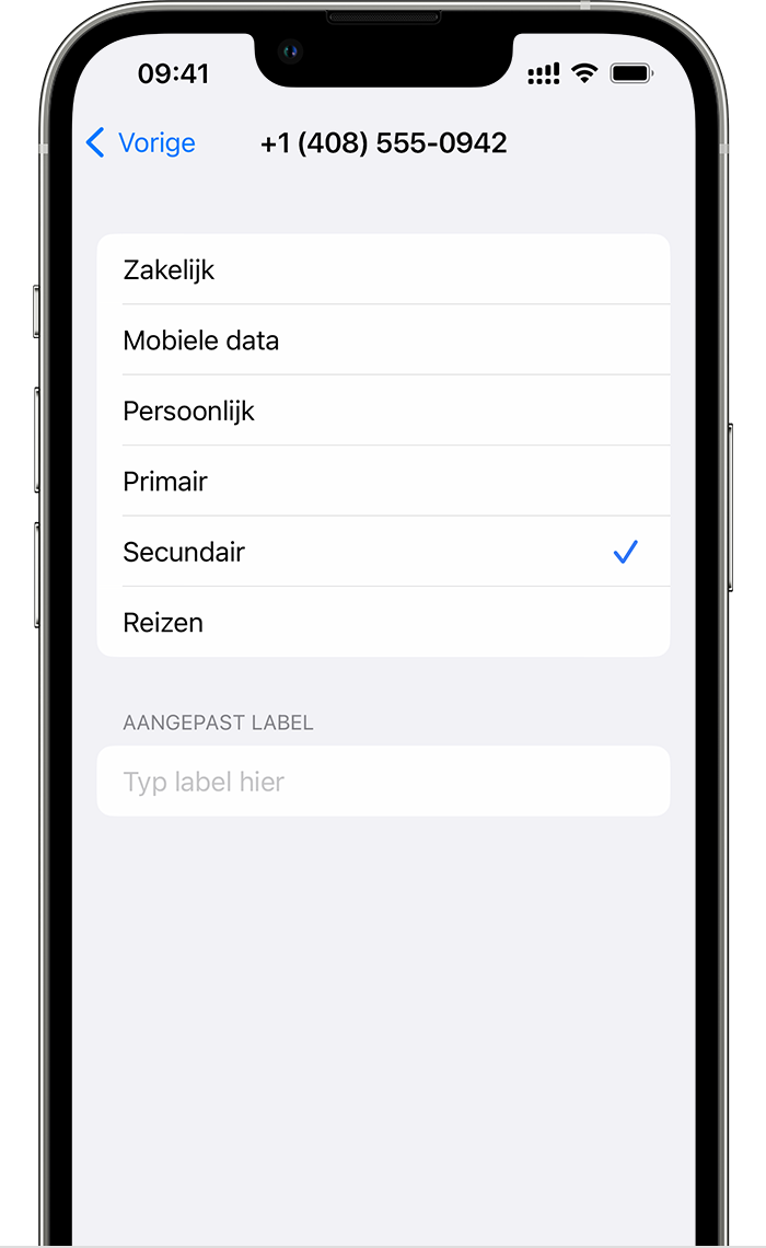 iPhone-scherm met het abonnement bij een aanbieder dat voorzien is van het label 'Secundair'