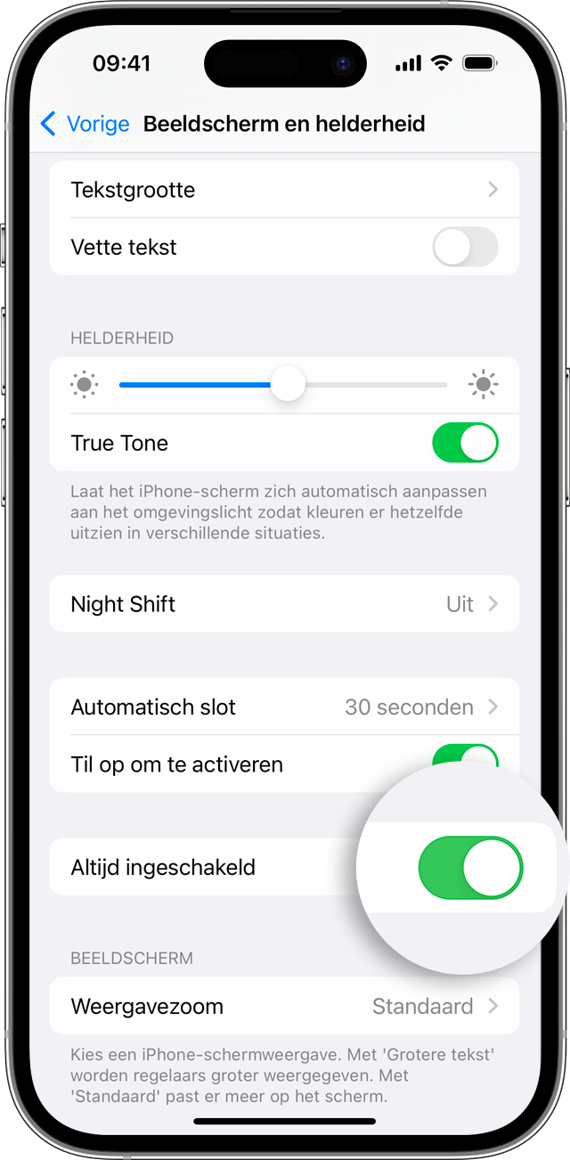 Het alwayson display gebruiken met uw iPhone 14 Pro of iPhone 14 Pro
