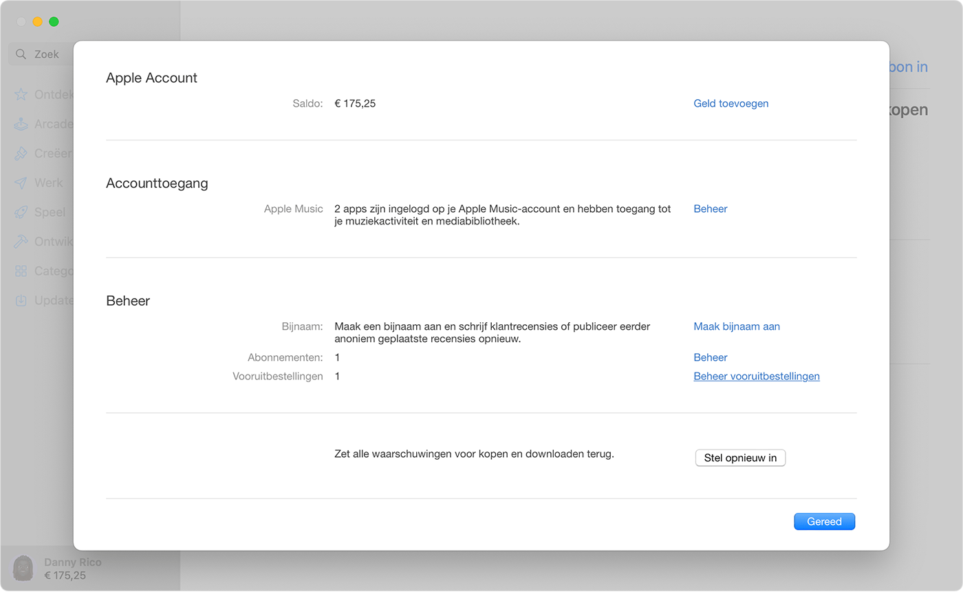 De knop 'Beheer vooruitbestellingen' in de App Store op de Mac.