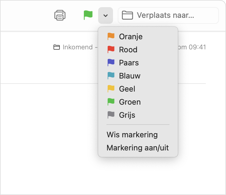 Markeer-venstermenu van Mail voor macOS