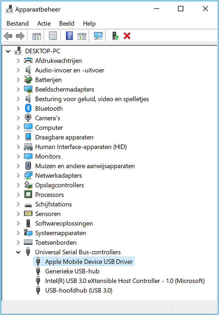 Pc herkent iphone niet