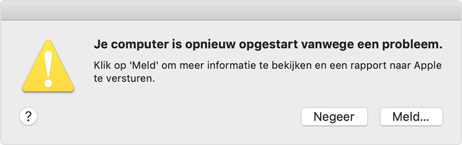 Als je Mac opnieuw opstart vanwege een probleem - Apple Support (NL)