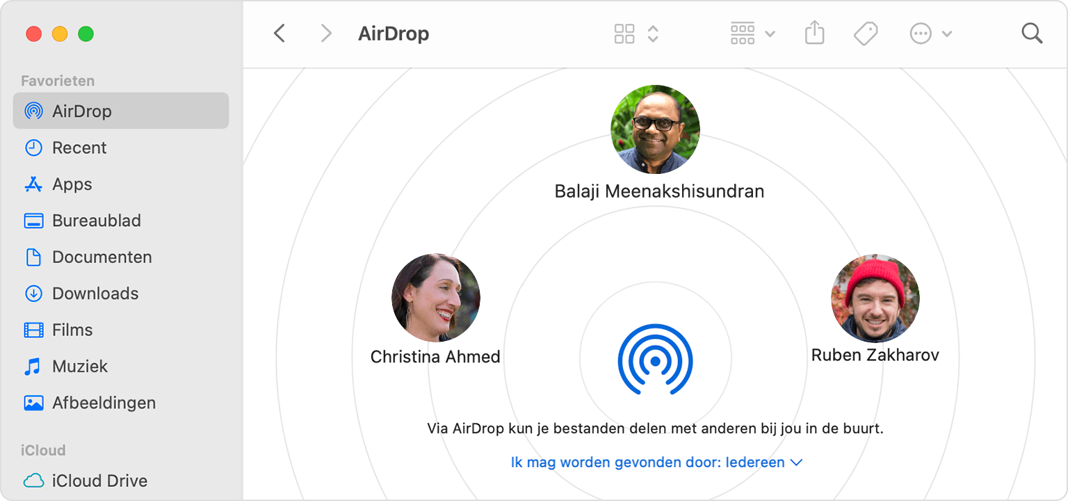 AirDrop-venster in de Finder