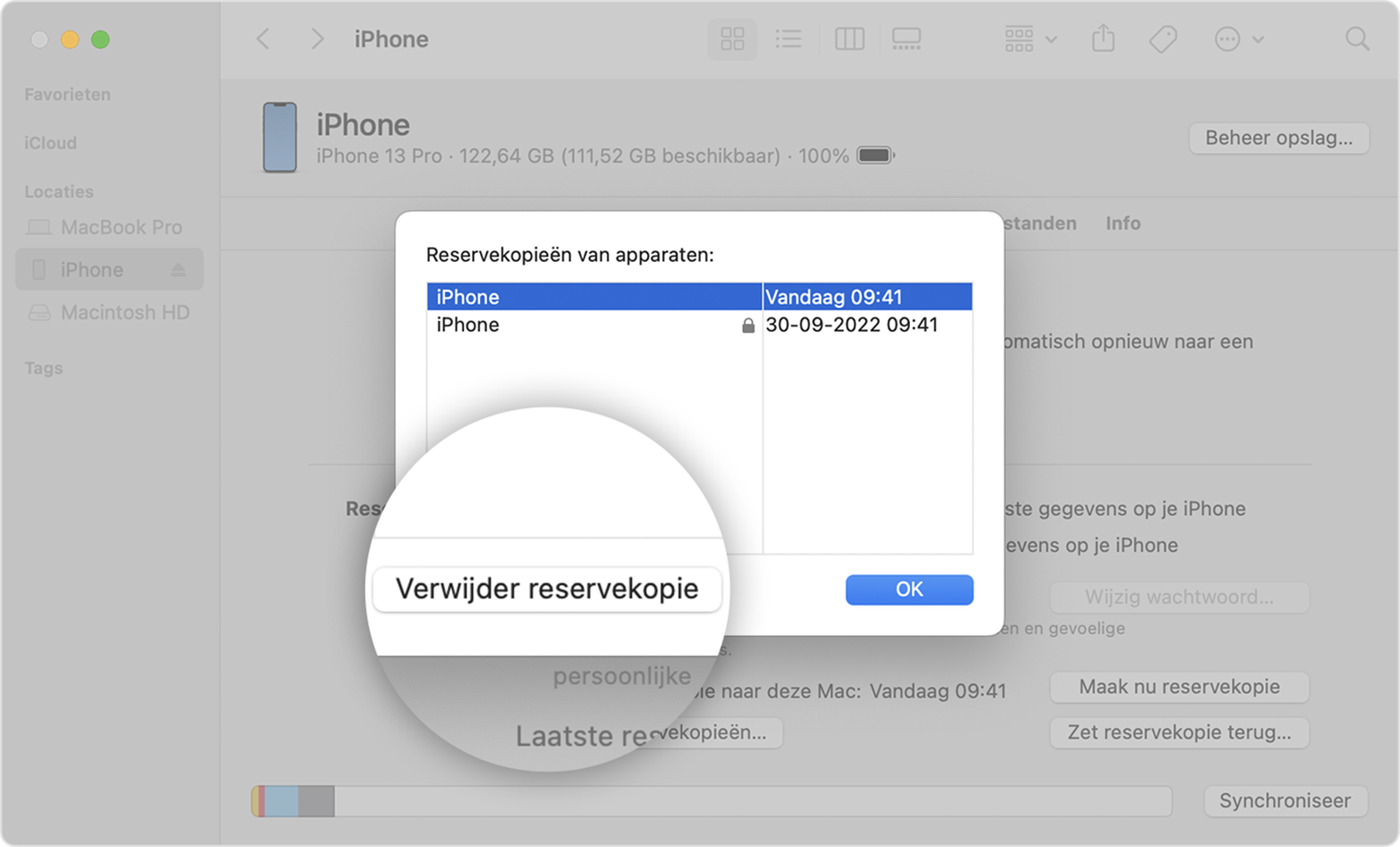 Reservekopieën van de iPhone, iPad en iPod touch vinden - Apple Support (NL)