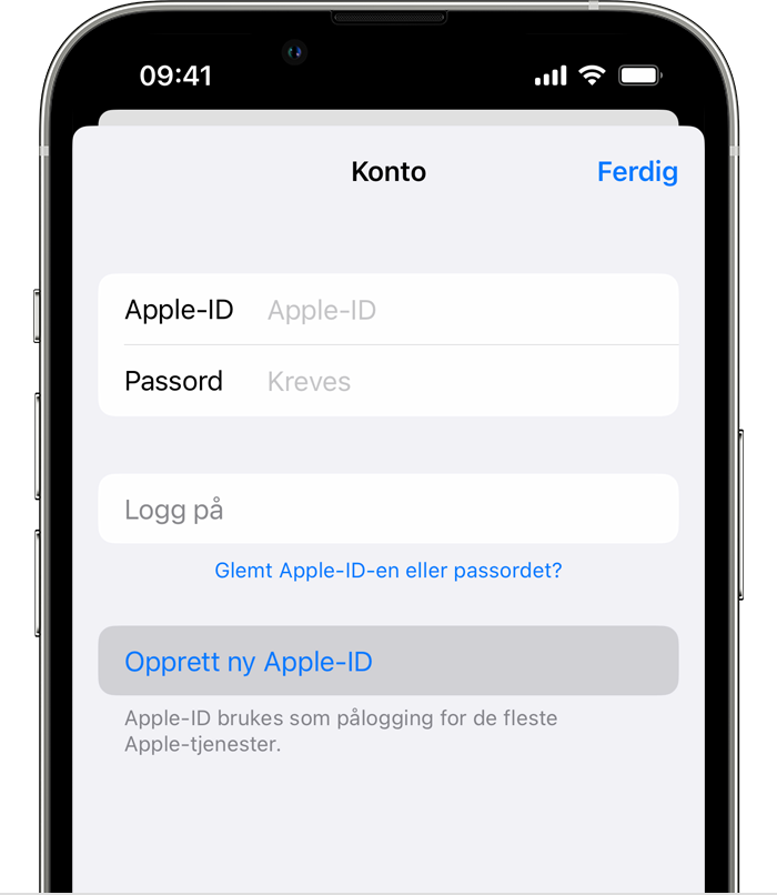Opprett en Apple-ID i App Store på iPhone