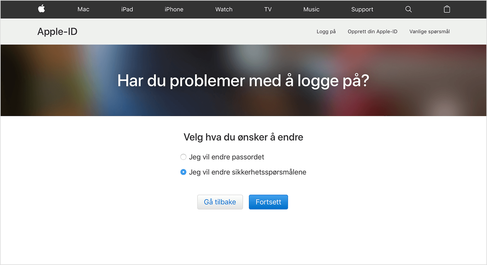 Http Iforgot Apple Com Password Verify Apple Id Hvis du har glemt svarene på Apple-ID-sikkerhetsspørsmålene - Apple