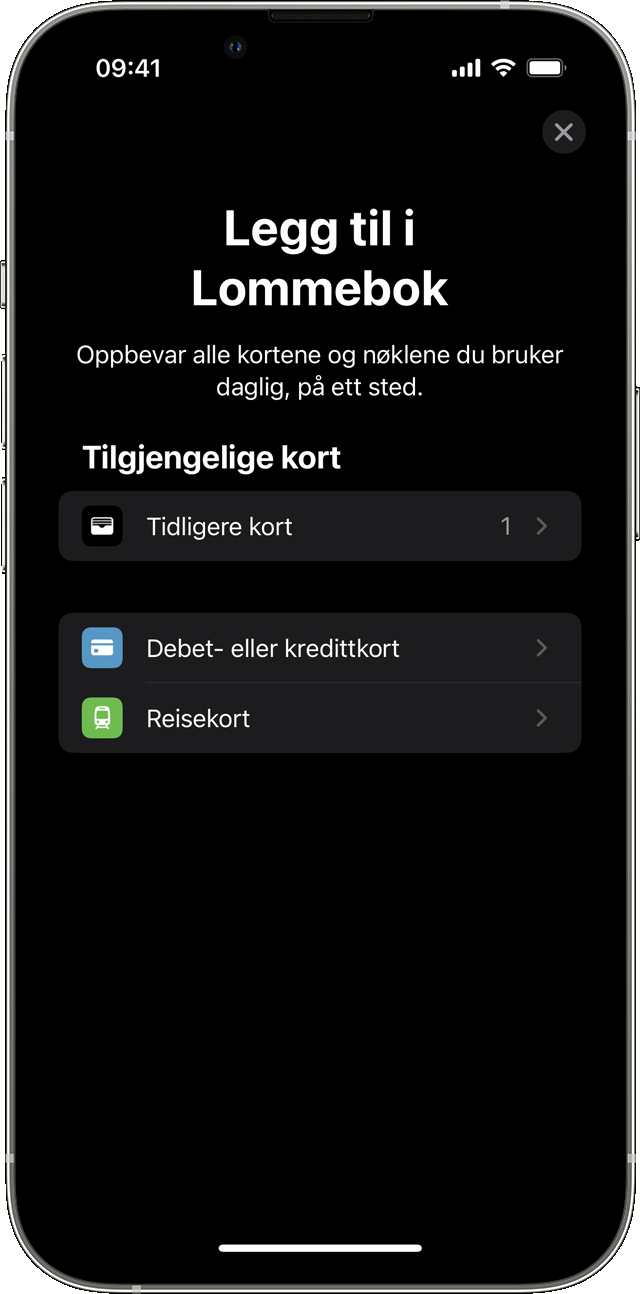 Legg til et betalingskort til Lommebok-appen i Apple Watch-appen på iPhone