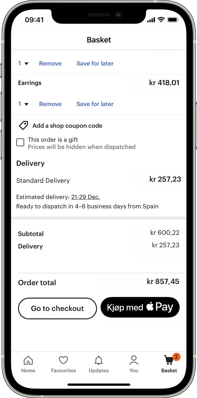 Betal med Apple Pay på nettet eller i apper