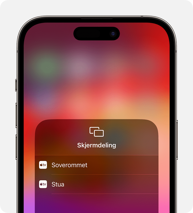 Bruk AirPlay til å strømme video eller vise innholdet på skjermen til  iPhone eller iPad - Apple-kundestøtte (NO)