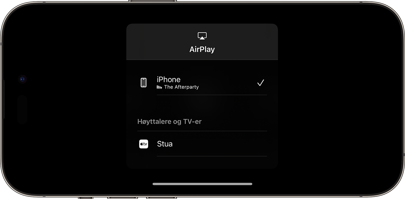 Bruk AirPlay til å strømme video eller vise innholdet på skjermen til  iPhone eller iPad - Apple-kundestøtte (NO)