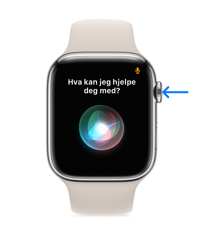 Pil som peker på Digital Crown på Apple Watch