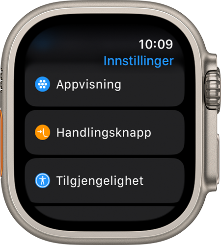 Apple Watch Ultra som viser Innstillinger-appen
