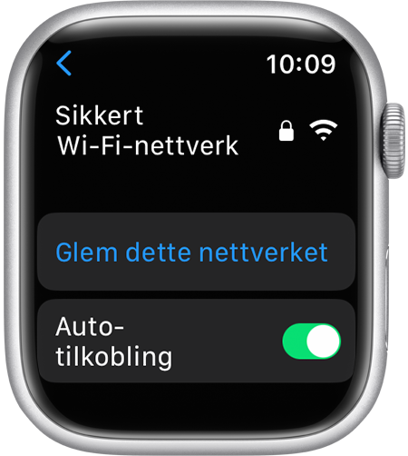 Valg om Glem dette nettverket på Apple Watch