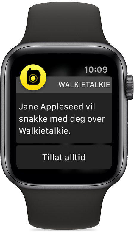 Bruk Walkietalkie på Apple Watch - Apple-kundestøtte (NO)