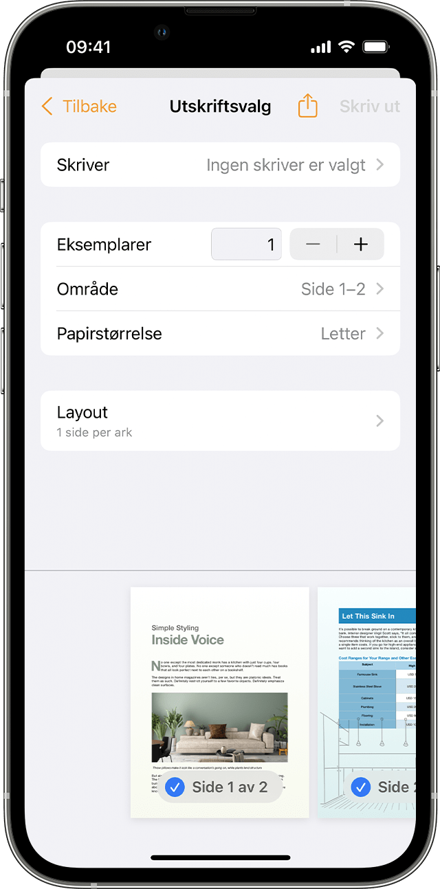 Skriv ut fra iPhone eller iPad med AirPrint - Apple-kundestøtte (NO)