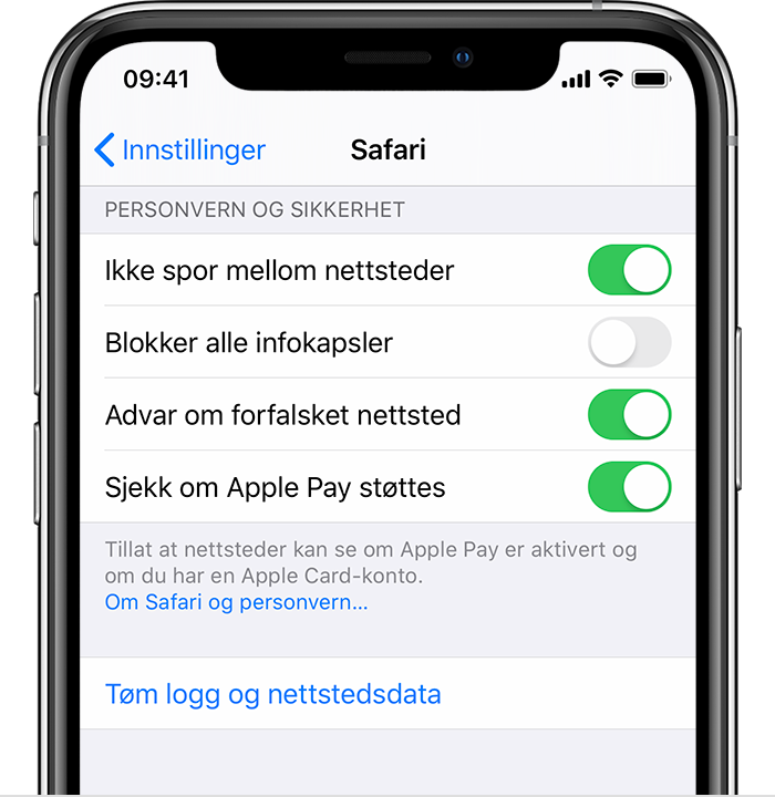 aktiver informasjonskapsler safari