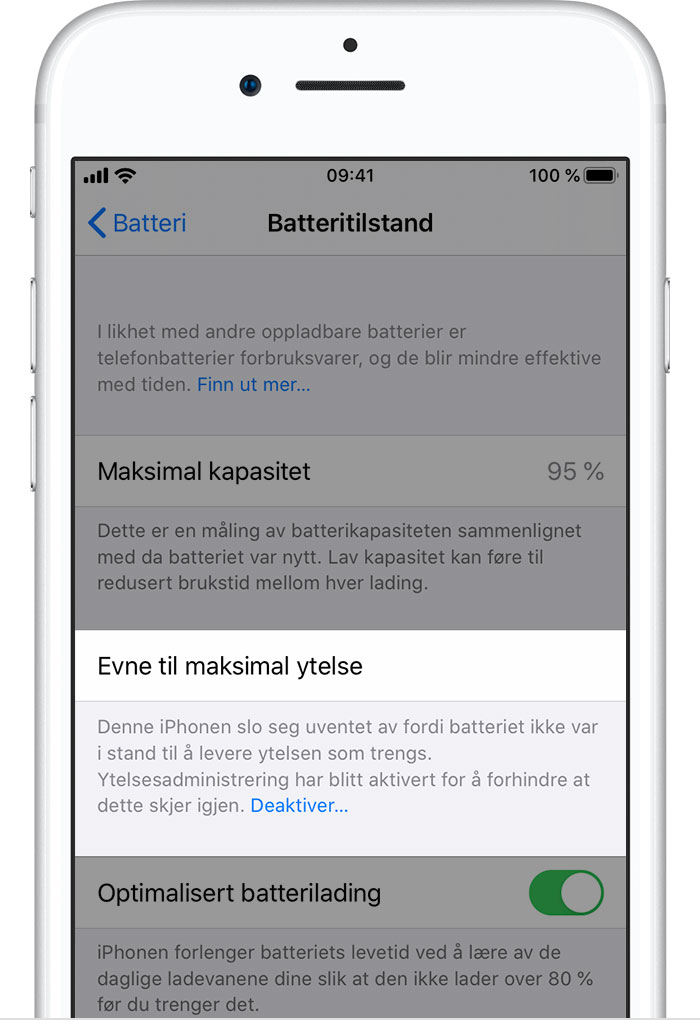 reductor mønster tak skal du have iPhone-batteri og -ytelse - Apple-kundestøtte (NO)