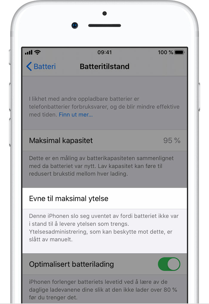 iPhone-batteri og -ytelse - Apple-kundestøtte (NO)