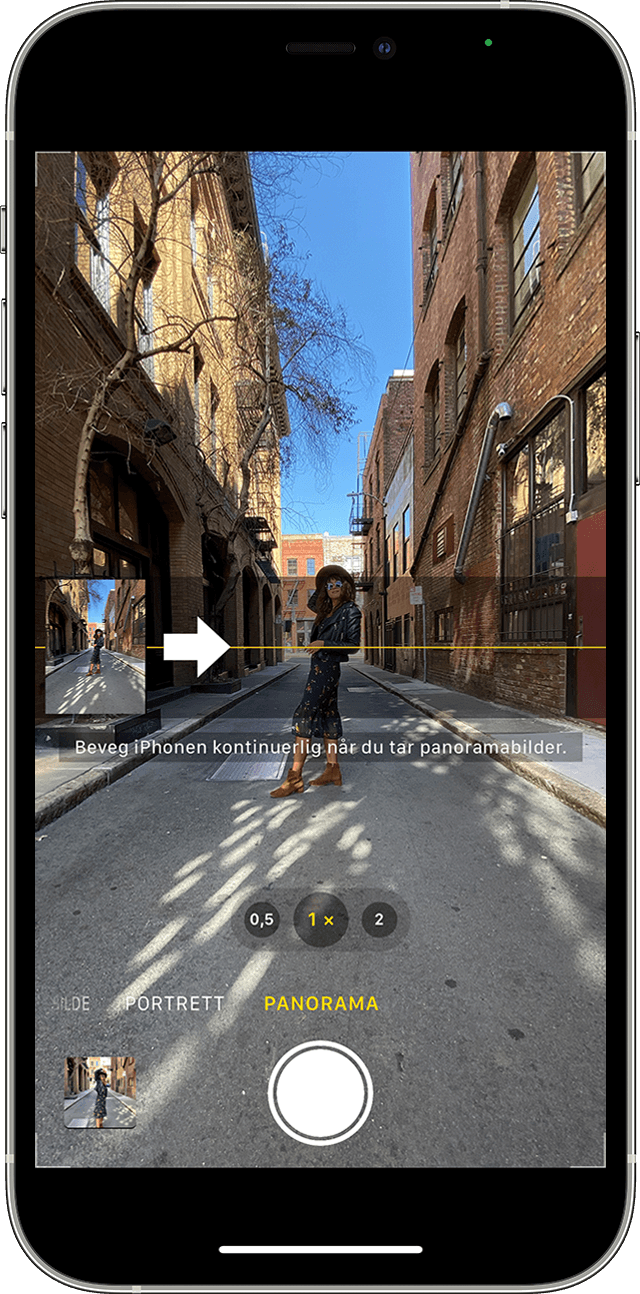 Modusen Panorama i Kamera-appen på iPhone