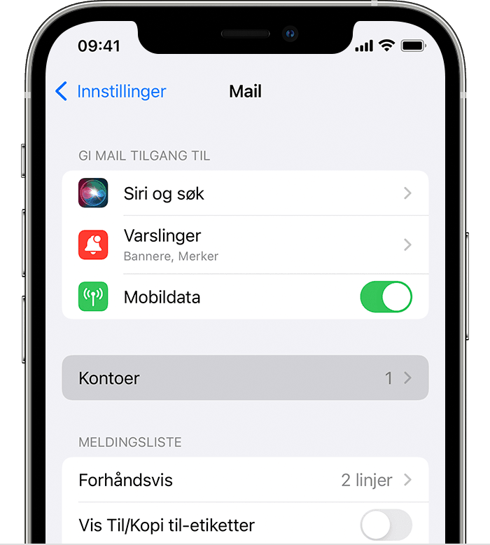 Legg til en e-postkonto på iPhone-, iPad- eller iPod touch-enheten -  Apple-kundestøtte (NO)
