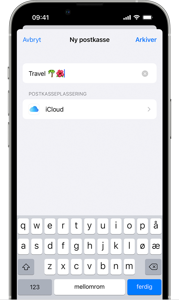 Opprett en ny postboks i iOS 15
