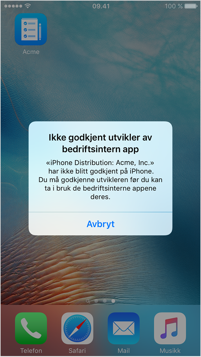 Installere egenutviklede bedriftsapper i iOS - Apple-kundestøtte (NO)