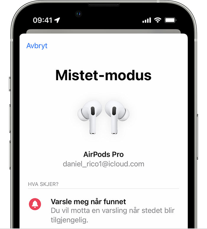 Merk AirPods Pro som mistet på iPhone